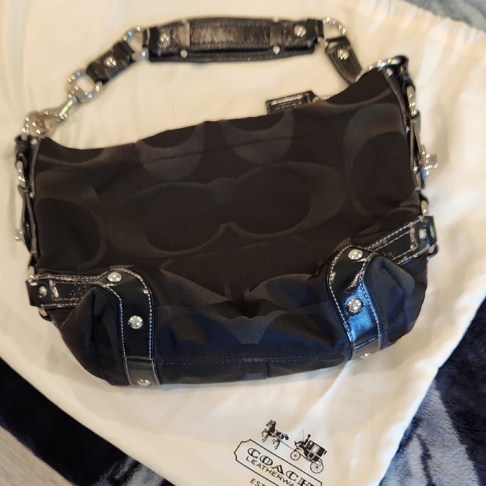 Coach Black Patterned Shoulder Bag